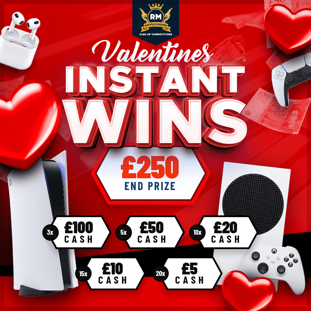 Valentines Special Instant Wins With Over 50 Wins & £250 On Draw Night ...